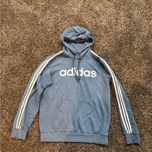 Adidas Blue Hoodie with White Stripes